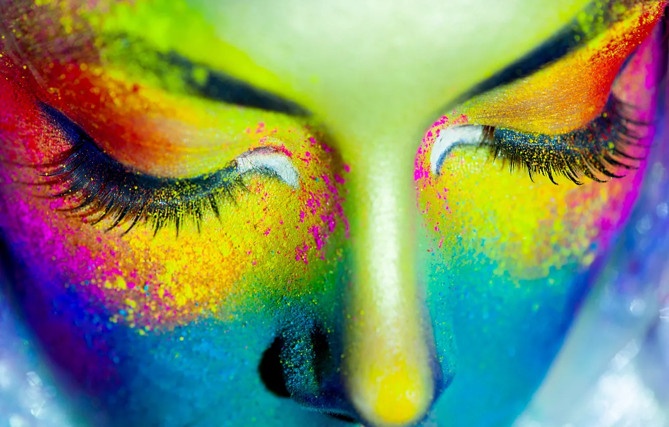 Photo wallpaper girl, eyelashes, paint, closed eyes