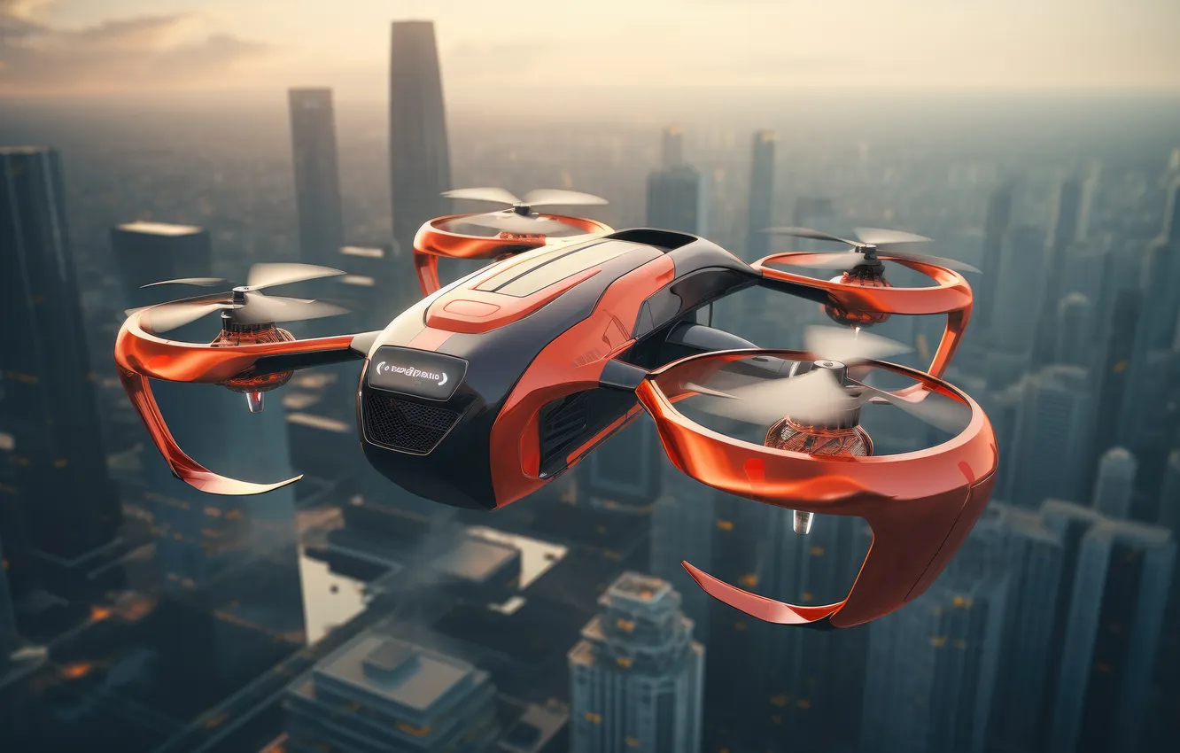 Photo wallpaper flight, aviation, technique, drone, AI art, neural network