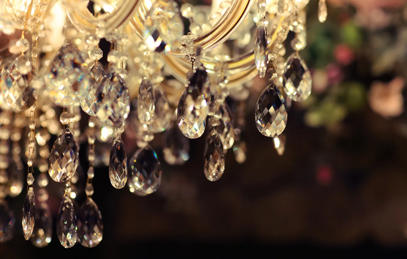 Photo wallpaper chandelier, crystal, lamp, suspension