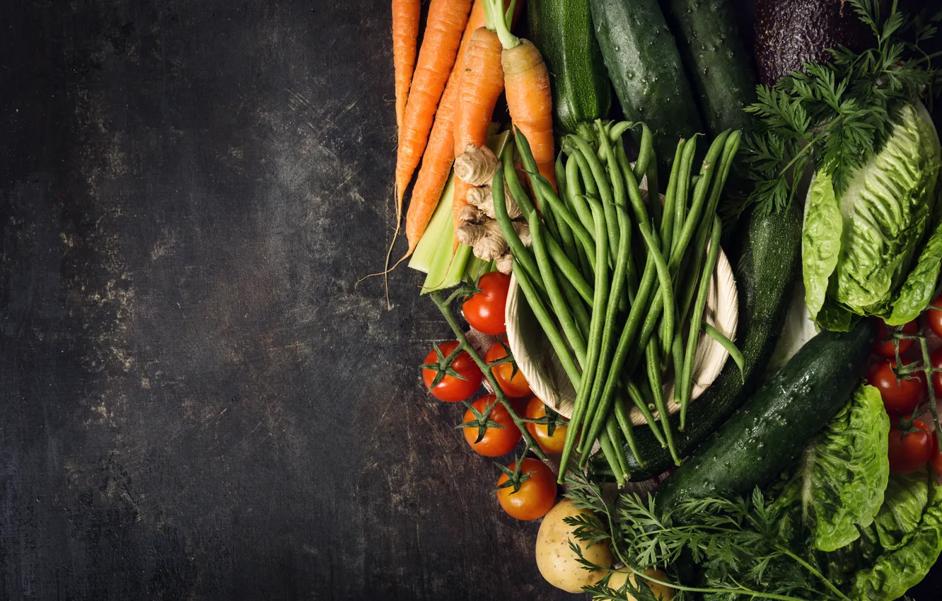 Photo wallpaper greens, vegetables, carrots