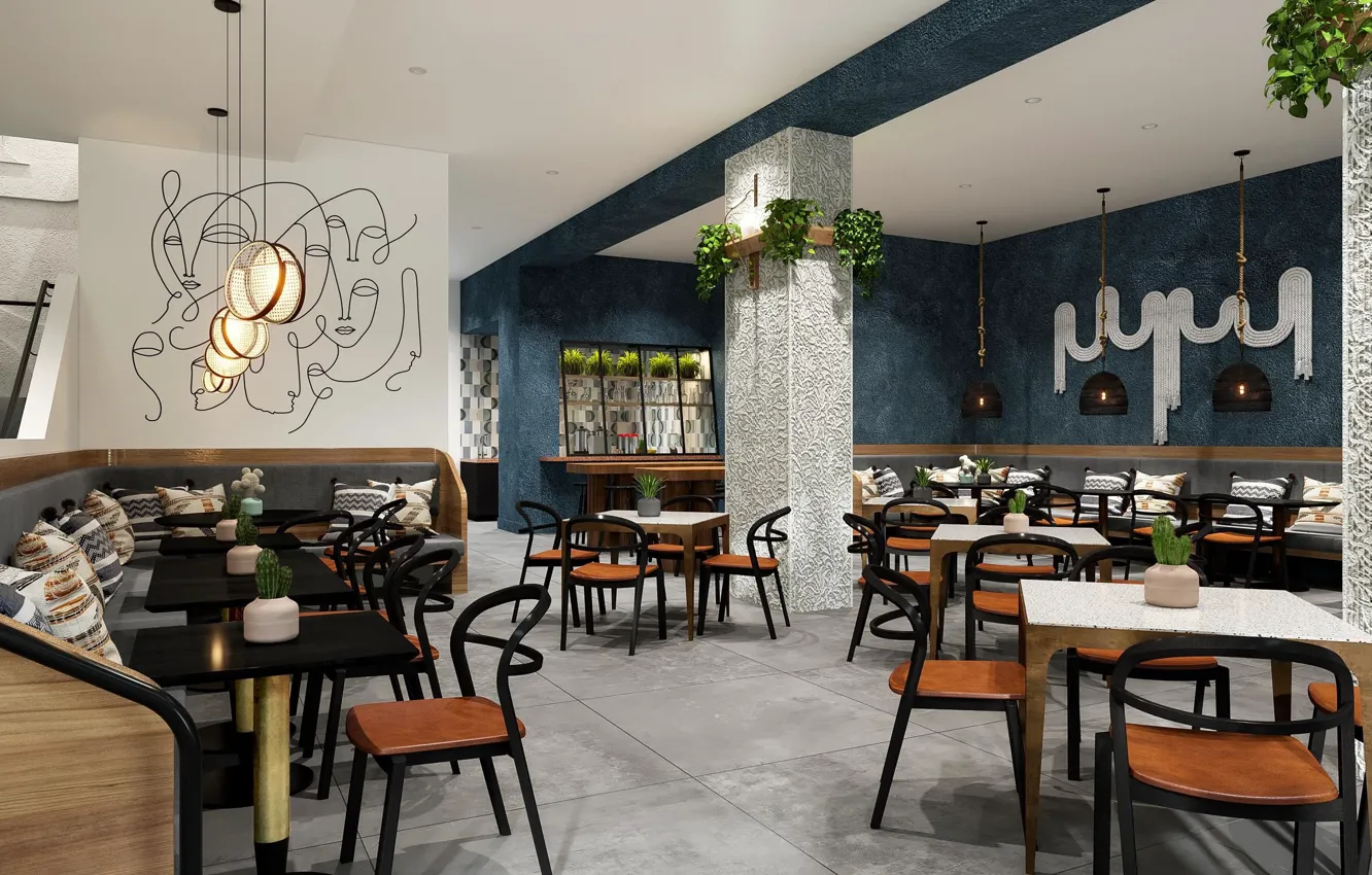 Photo wallpaper design, style, interior, restaurant, the hotel, the room, San Diego, Downtown San Diego