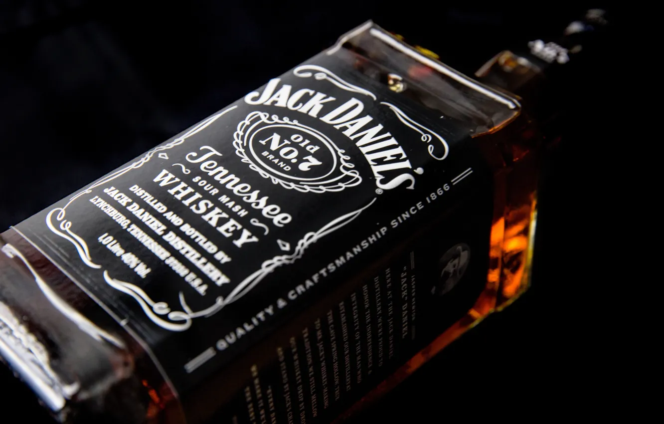 Photo wallpaper bottle, glass, whiskey, whiskey, one, Jack, bottle, Jack Daniels