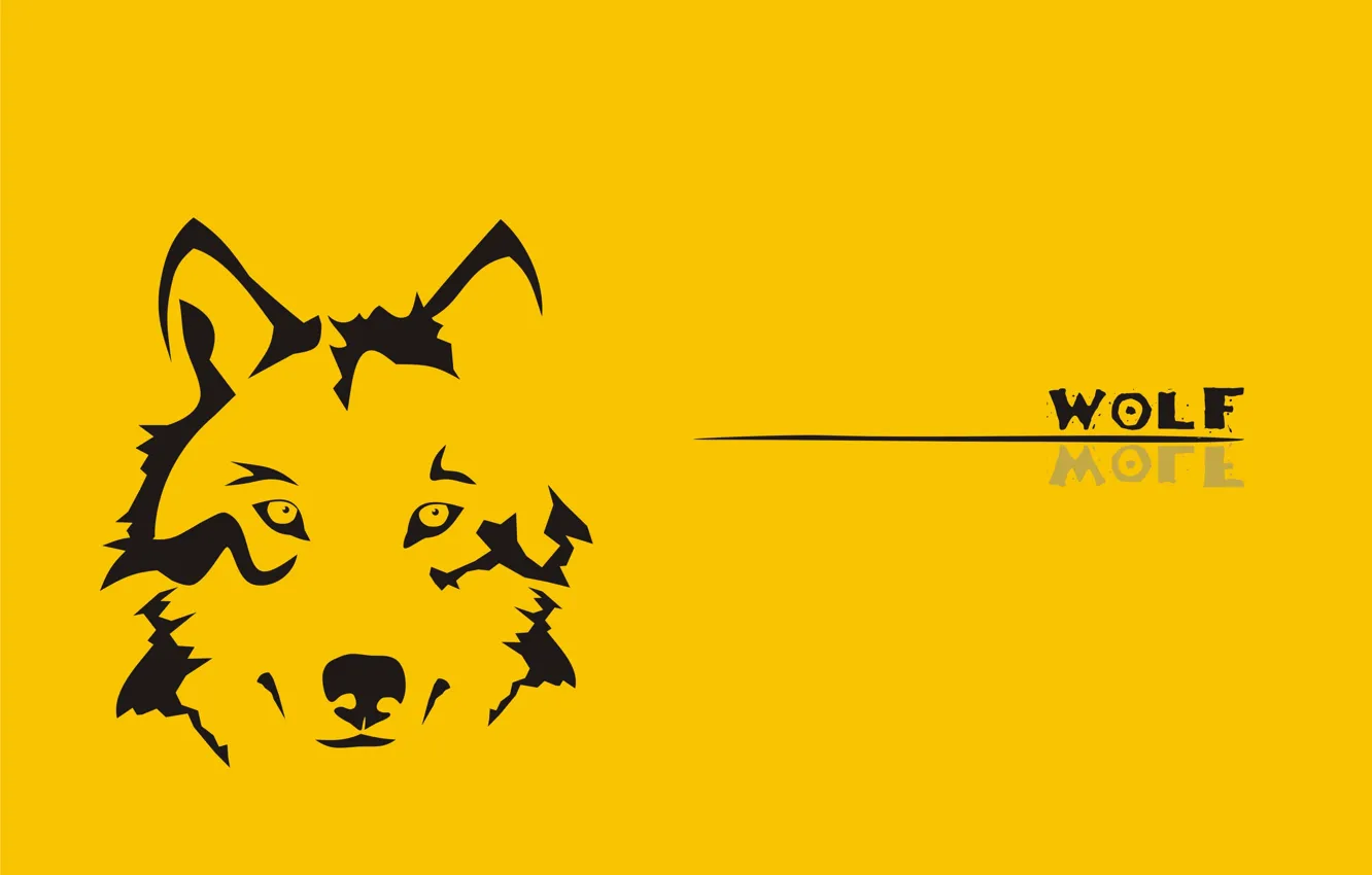 Photo wallpaper yellow, wolf, wolf