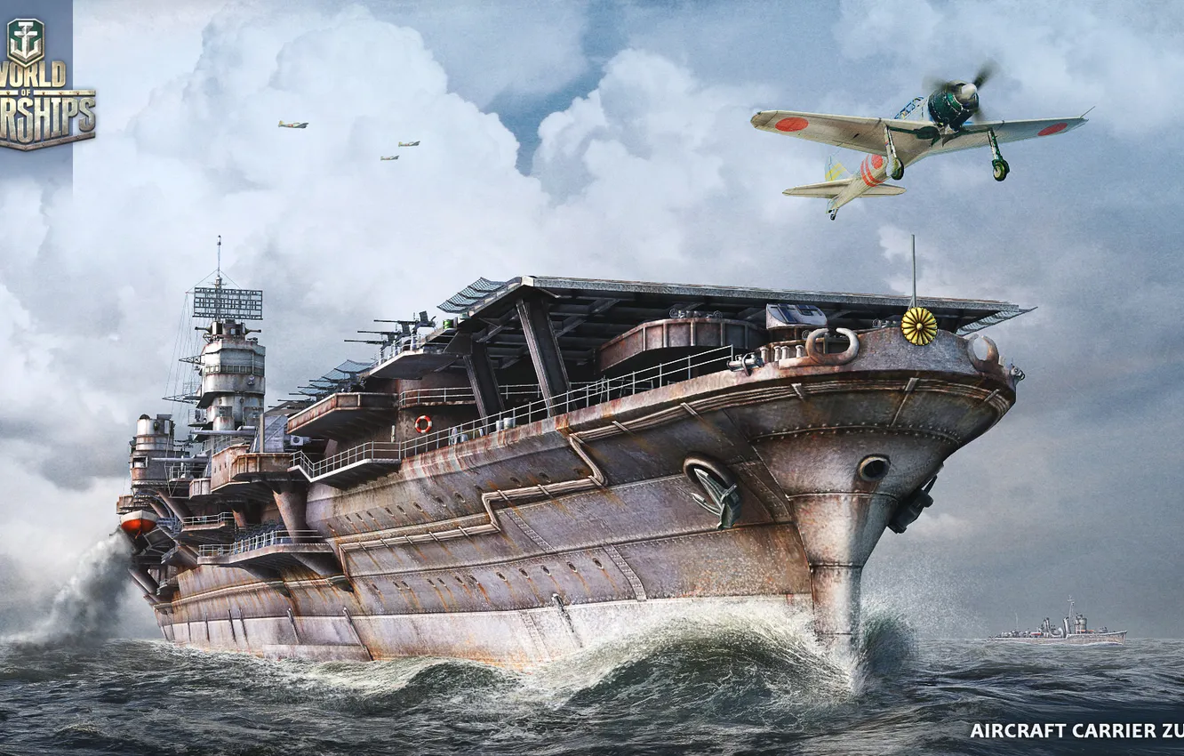 Photo wallpaper weapons, the game, ship, Japan, art, the carrier, weapons, World of Warships