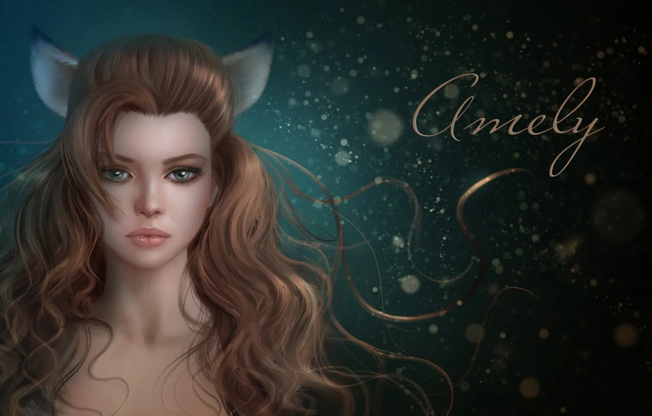 Photo wallpaper girl, hair, art, ears, curls, Amely