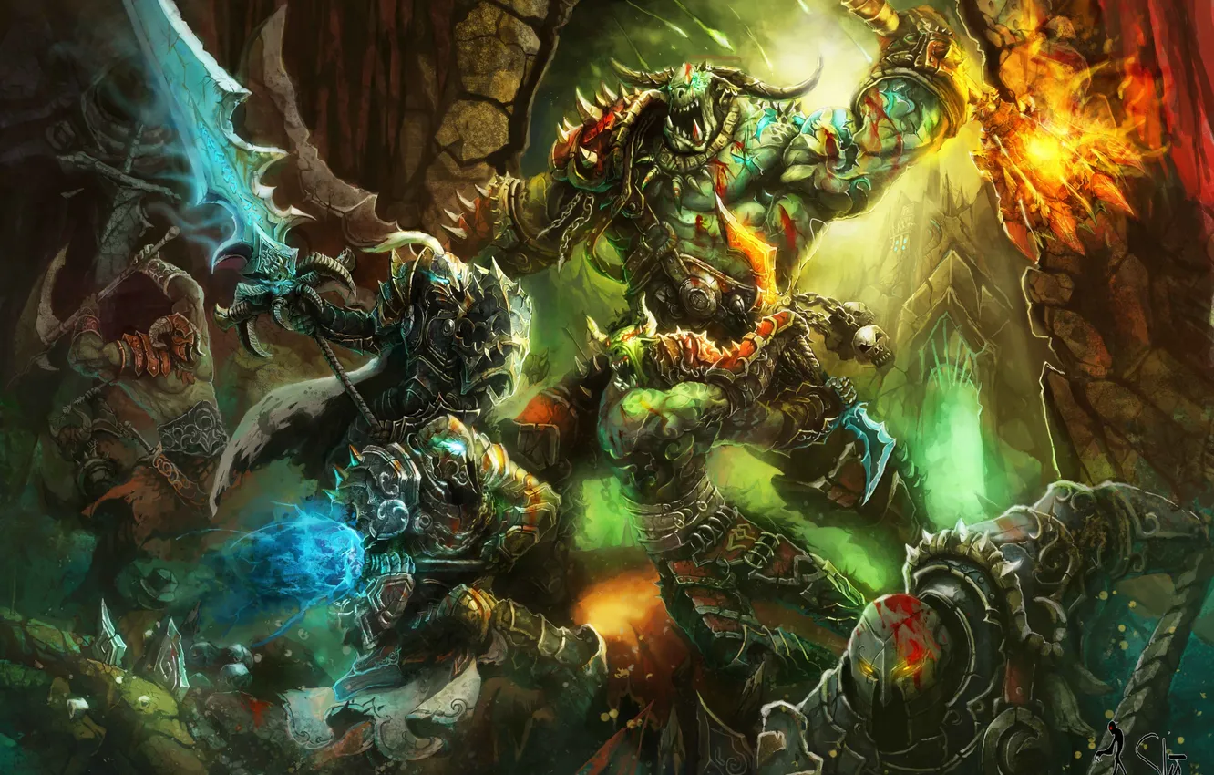 Photo wallpaper weapons, war, monster, armor, art, battle, Orc