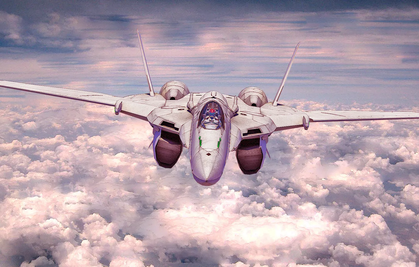 Photo wallpaper the sky, clouds, aviation, fighter, Macross Frontier