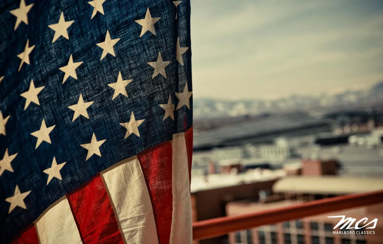 Photo wallpaper flag, USA, Marlboro