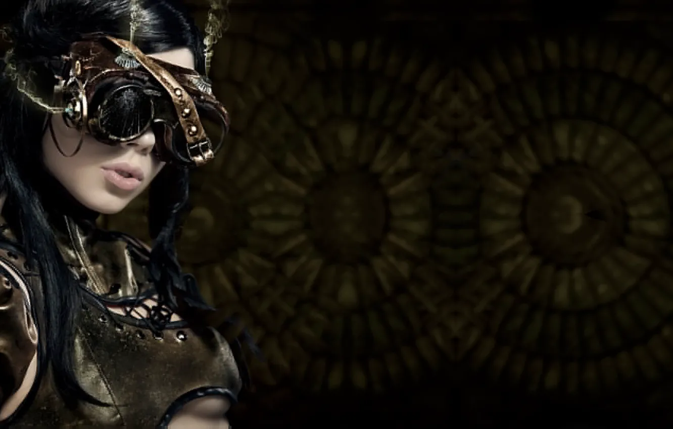 Photo wallpaper girl, hair, smoke, leather, glasses, lips