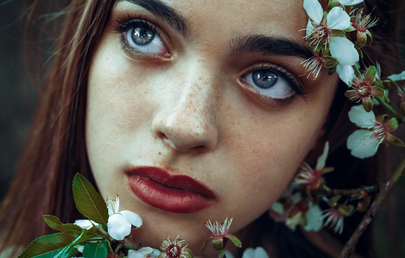 Photo wallpaper girl, flower, nature, Surabhi Gupta