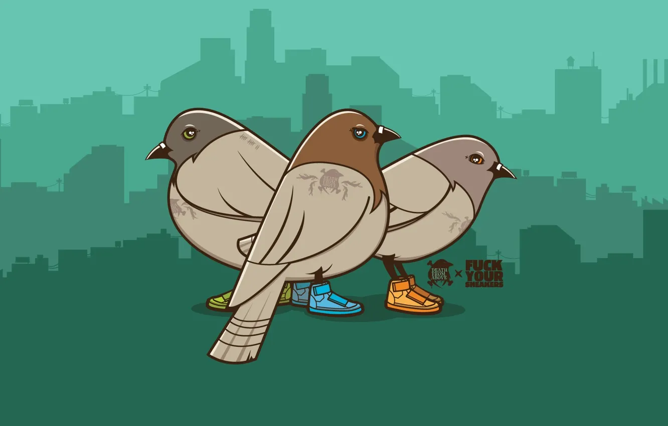 Photo wallpaper sneakers, vector, pigeons