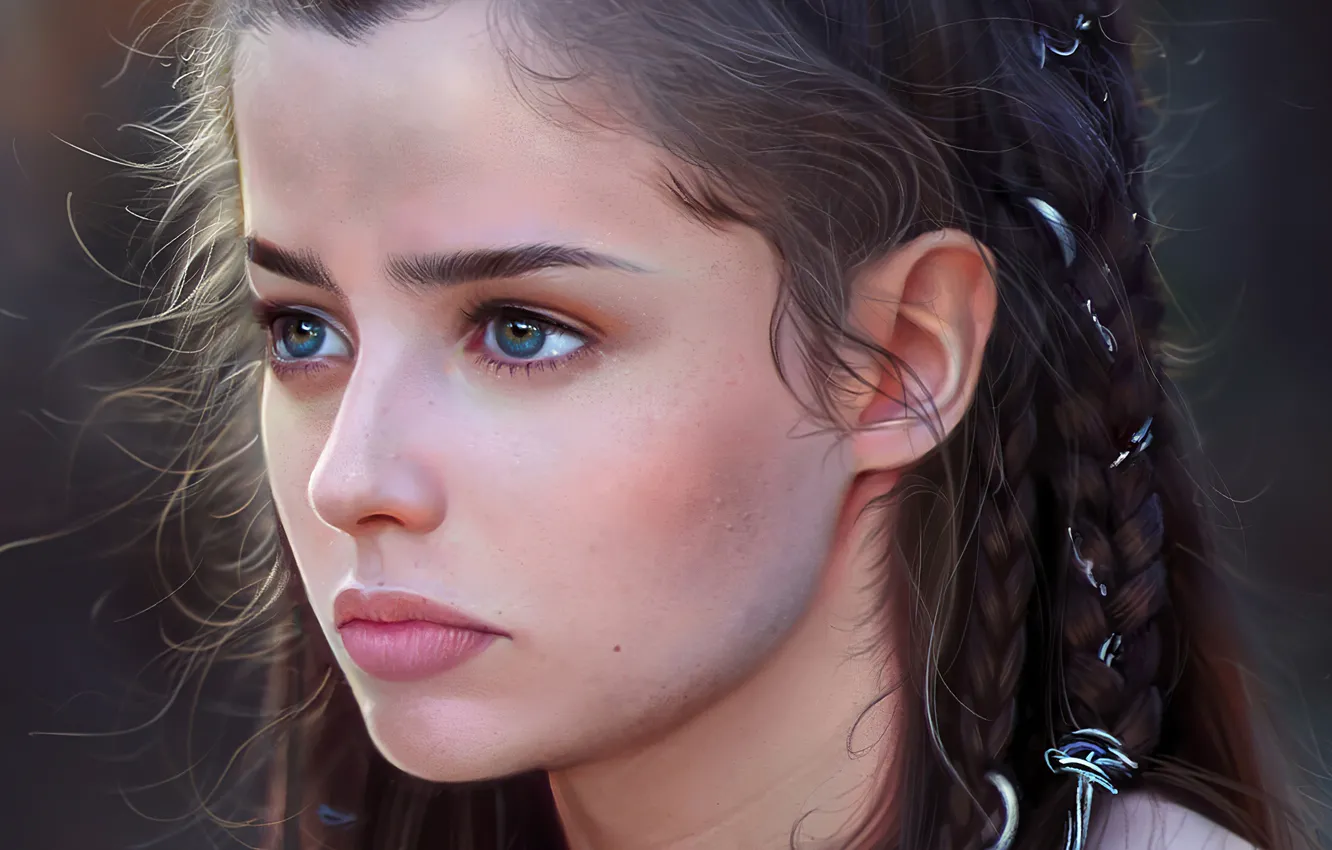 Photo wallpaper look, girl, face, Holly Earl