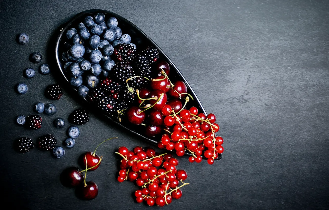 Photo wallpaper berries, blueberries, currants, BlackBerry