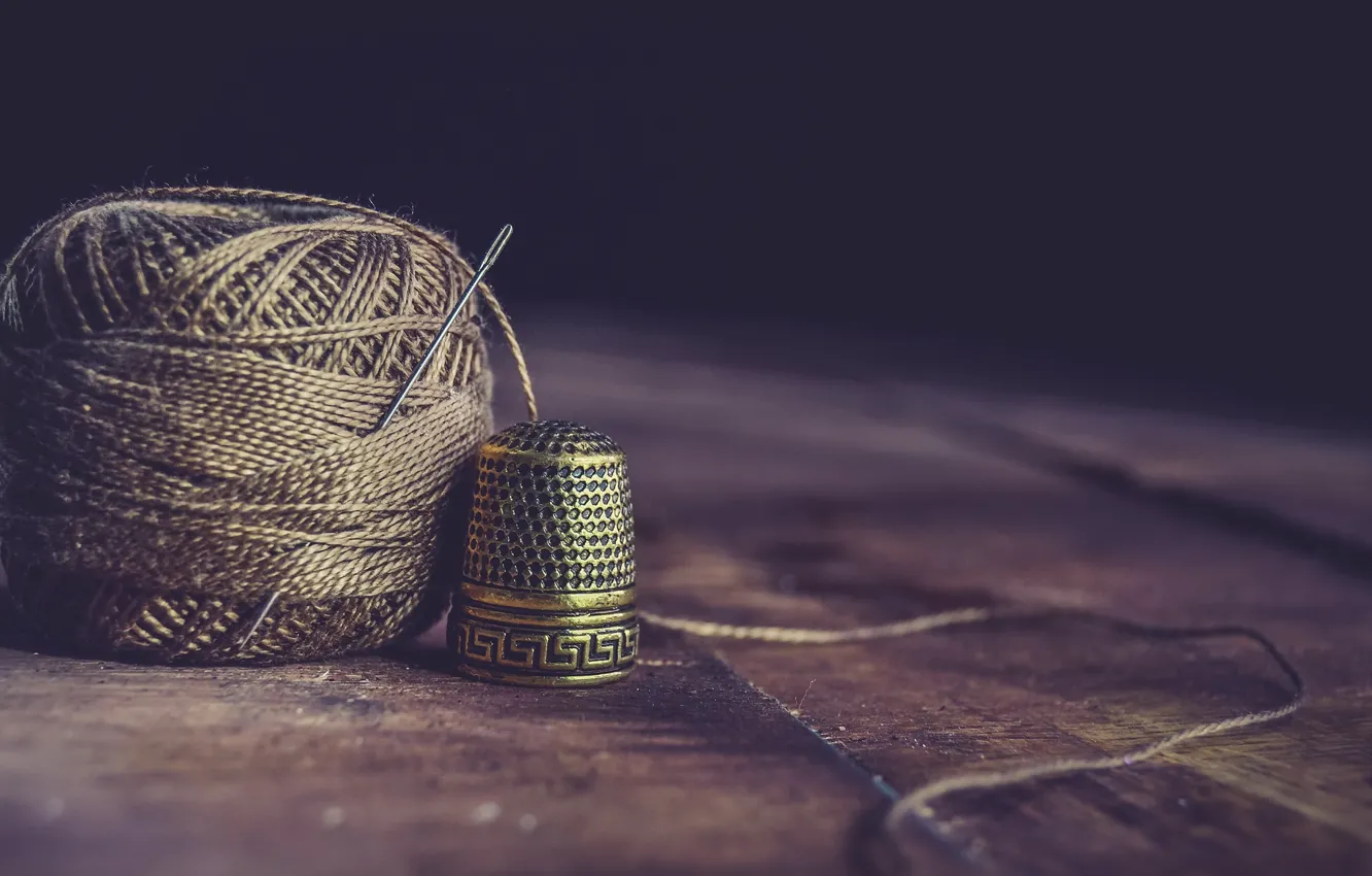 Photo wallpaper macro, needles, thread