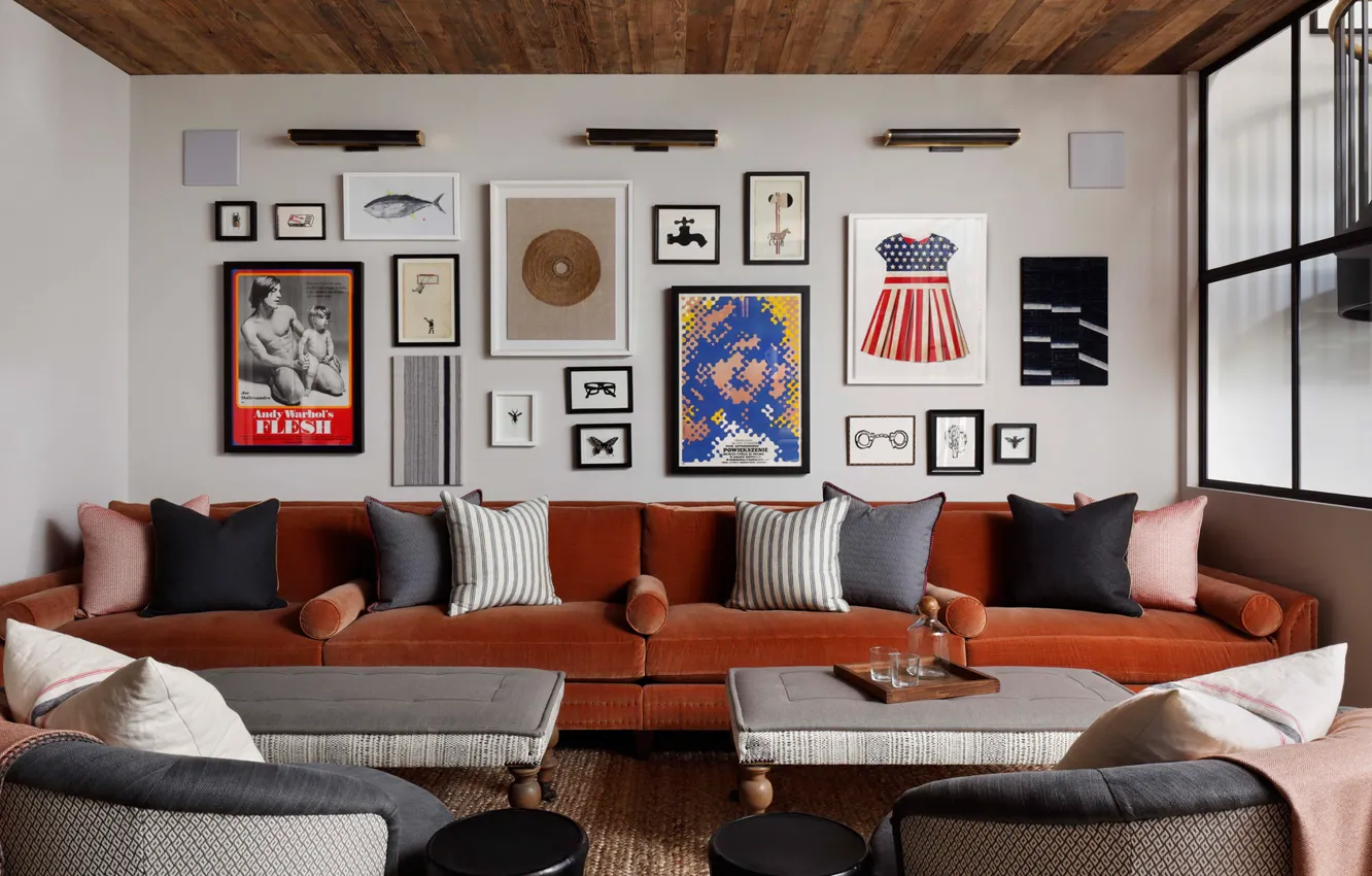 Photo wallpaper sofa, interior, pictures, living room