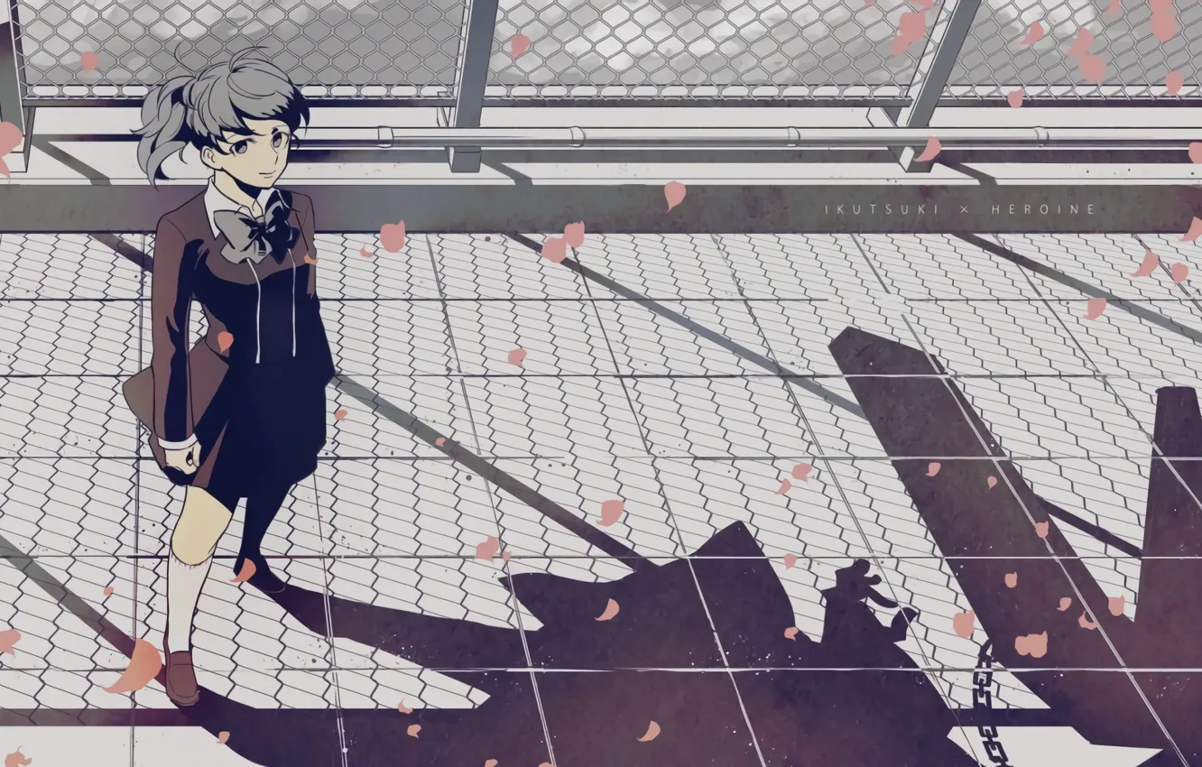 Photo wallpaper roof, girl, mesh, shadow