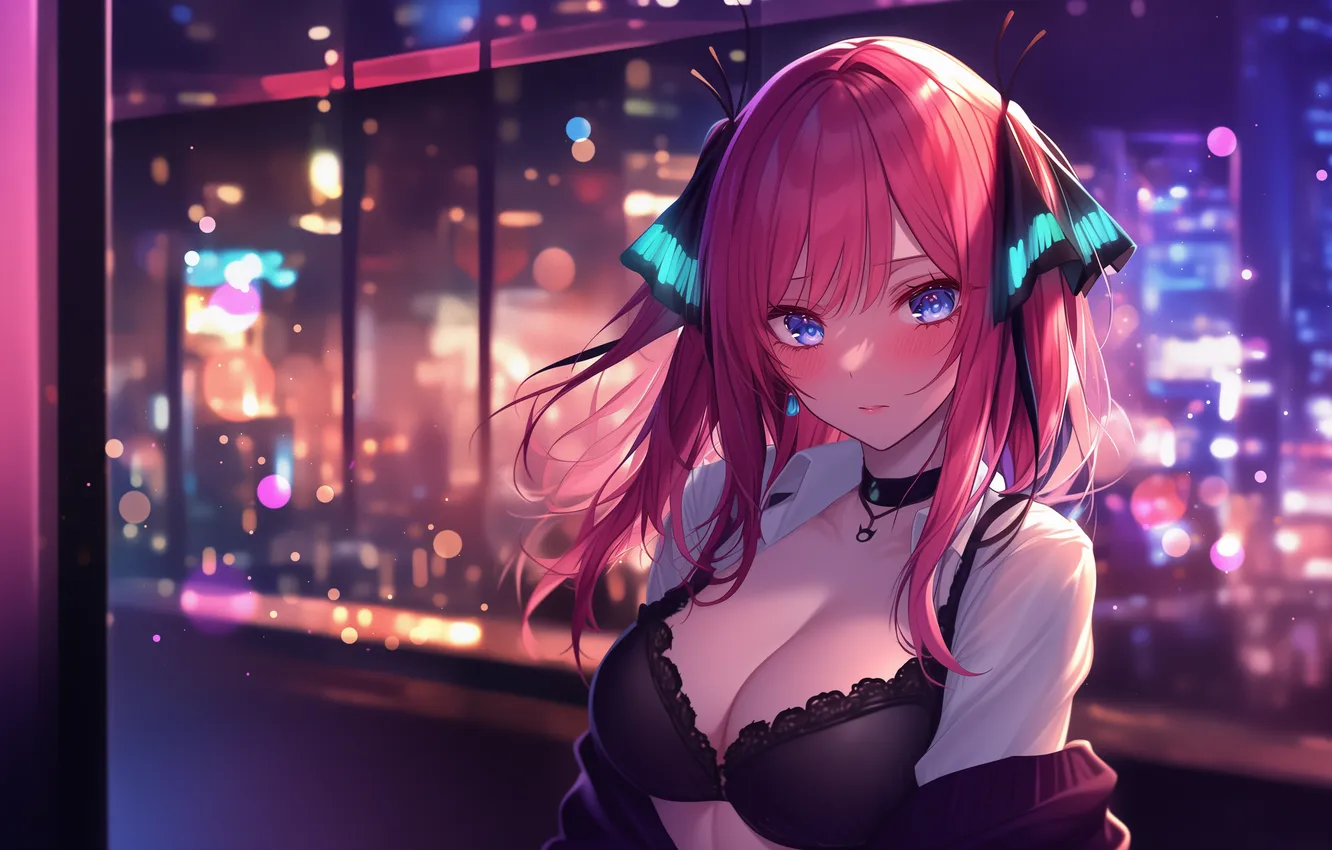 Photo wallpaper linen, anime, art, wallpaper, pink hair, The Quintessential Quintuplets, Go-Toubun no Hanayome, Five brides