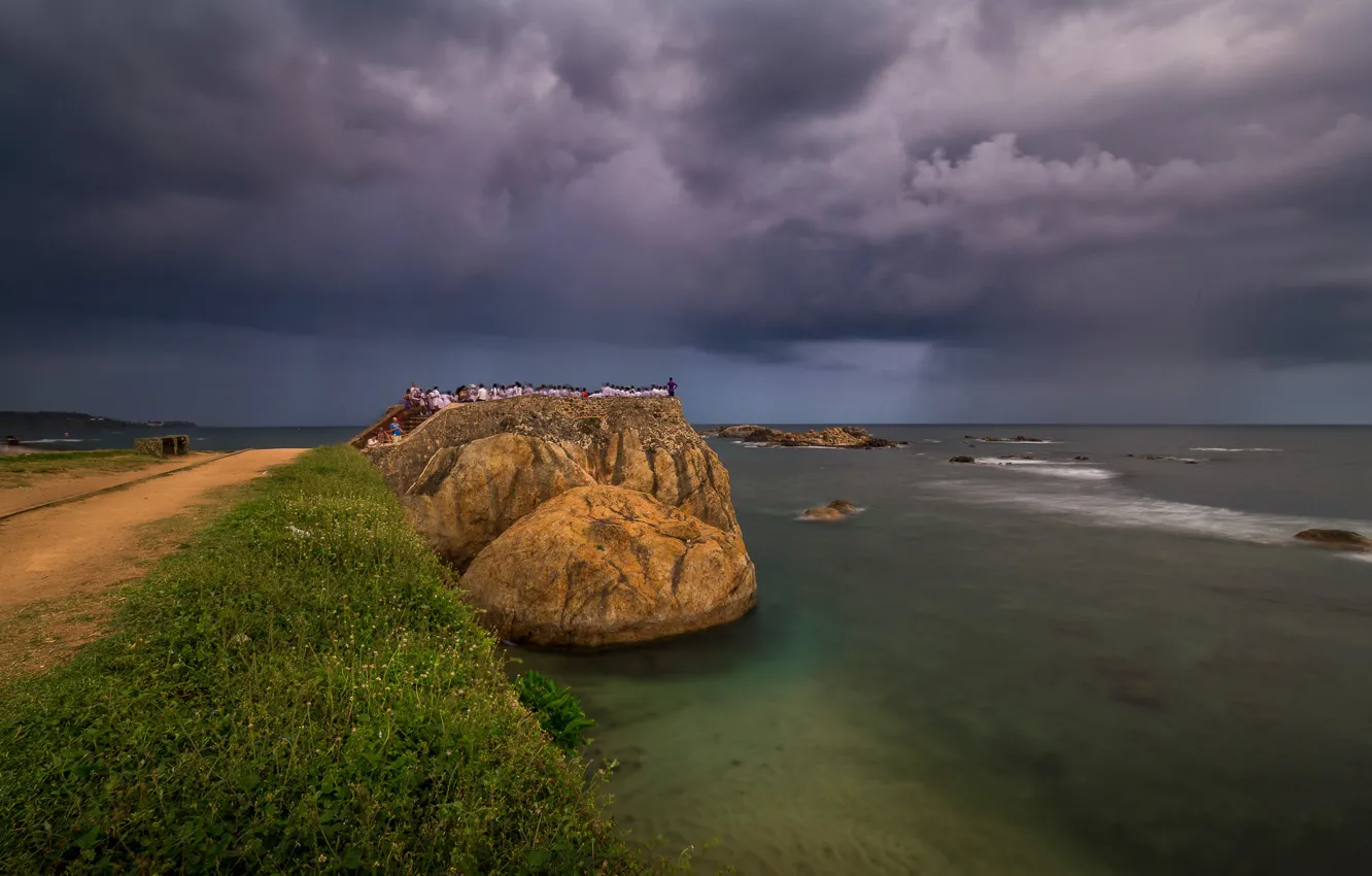 Photo wallpaper sea, clouds, nature, rocks, Sri Lanka