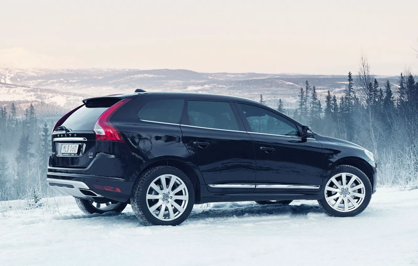 Photo wallpaper Mountains, Volvo, Snow, Forest, Volvo, XC60