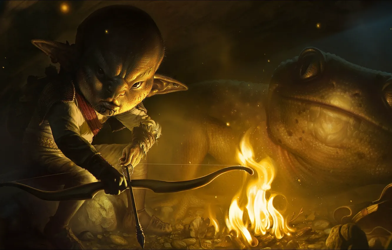 Photo wallpaper fantasy, art, hunter, goblin