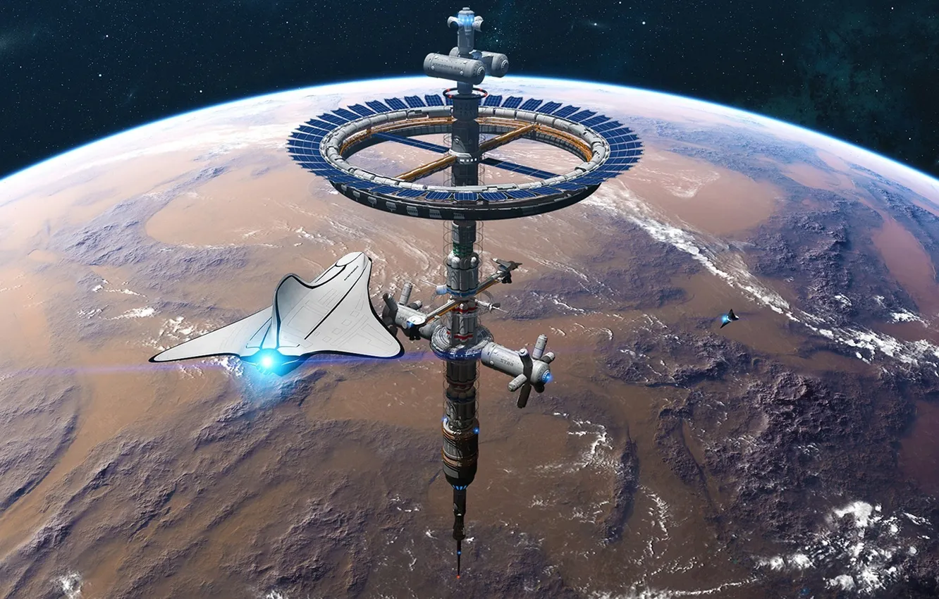 Photo wallpaper space, science fiction, satellite, artwork