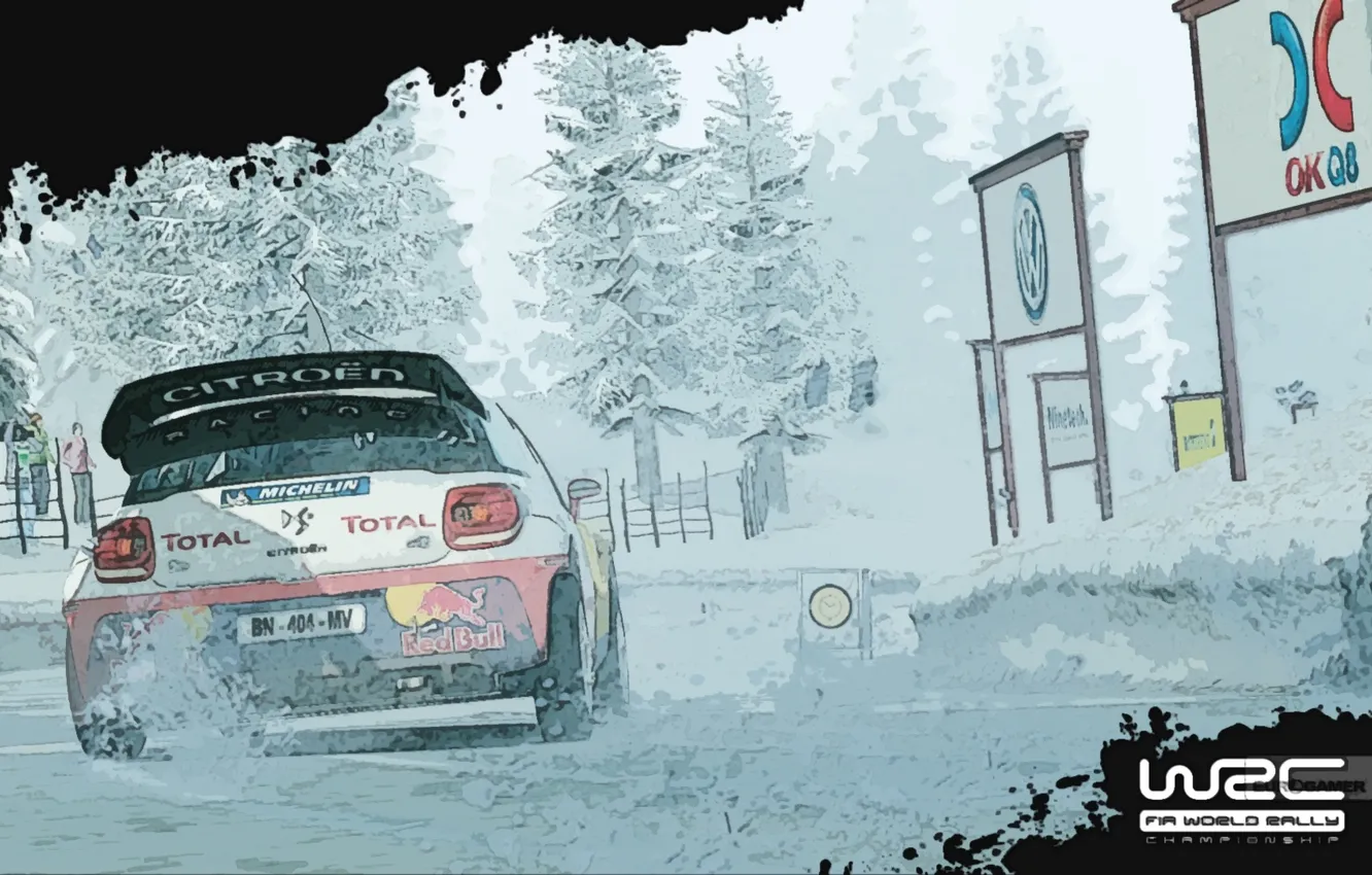 Photo wallpaper Winter, Auto, The game, Citroen, DS3, Rally, WRC 3