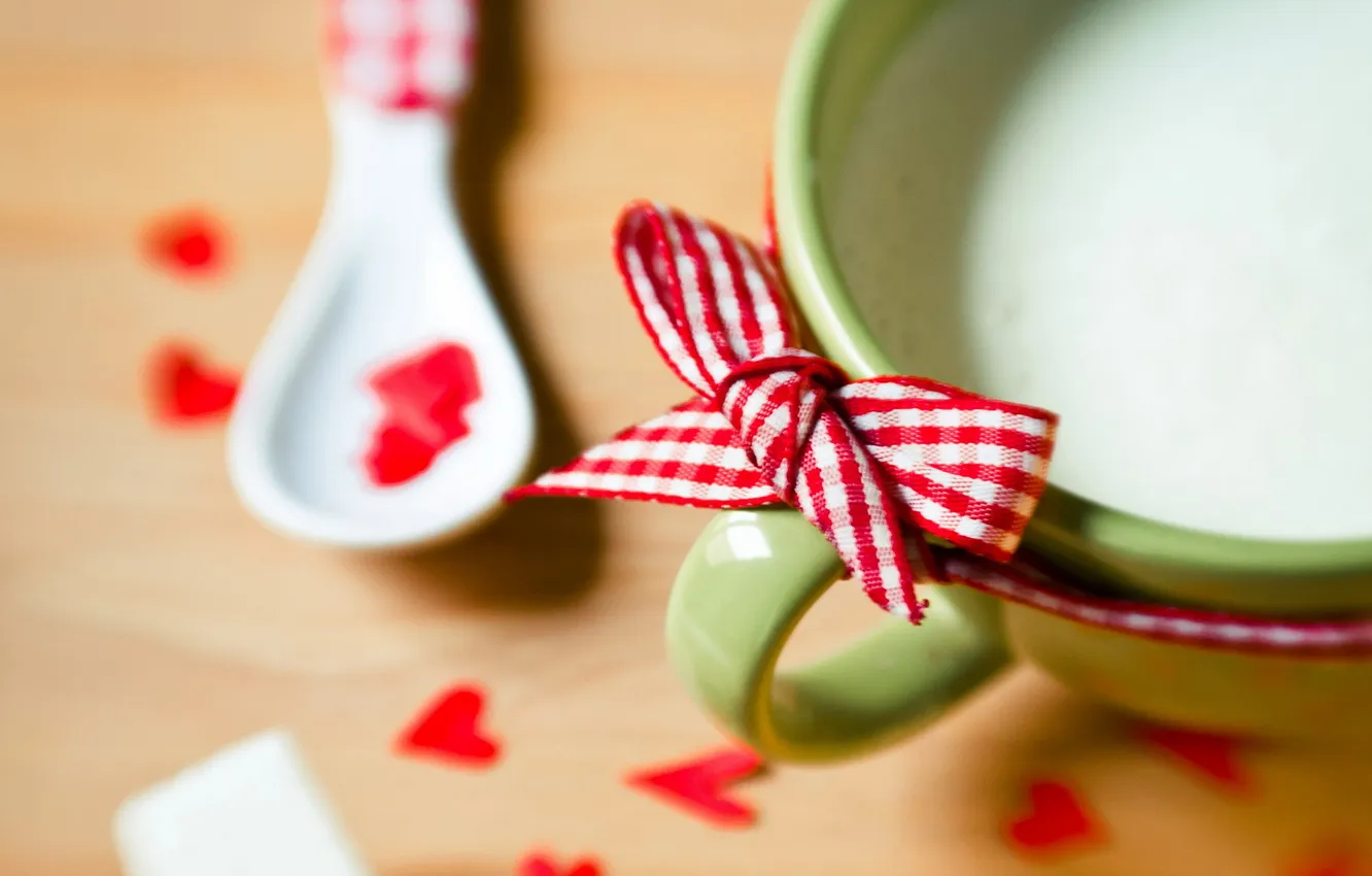 Photo wallpaper cup, hearts, taza, Spoonful of Love