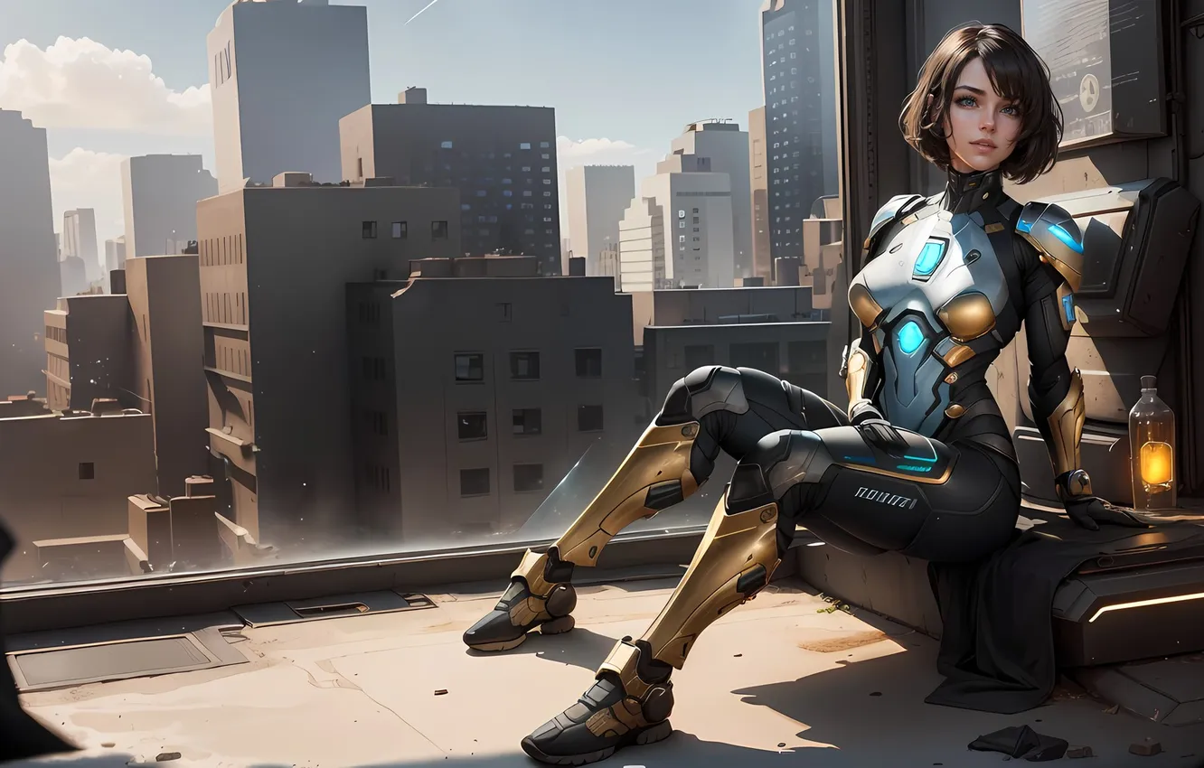 Photo wallpaper girl, fiction, armor