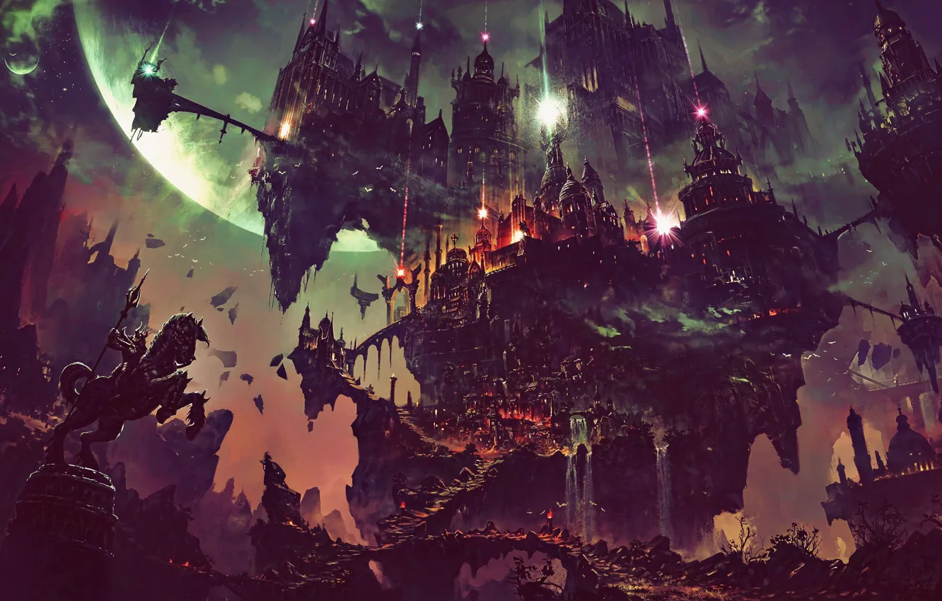 Photo wallpaper city, the city, future, beauty, monument, haze, rider, another world