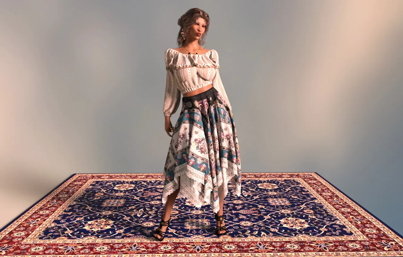 Photo wallpaper background, woman, carpet