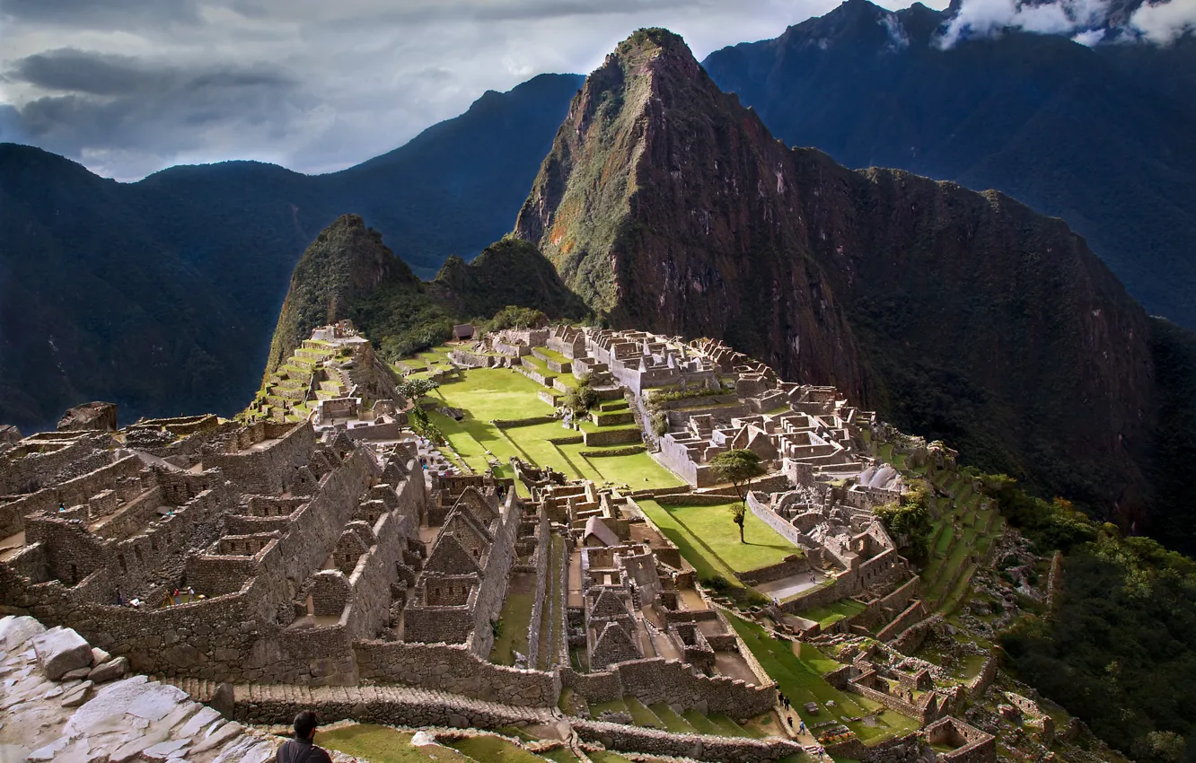 Photo wallpaper the sky, mountains, the city, the ruins, ruins, Peru, Machu Picchu, the Incas