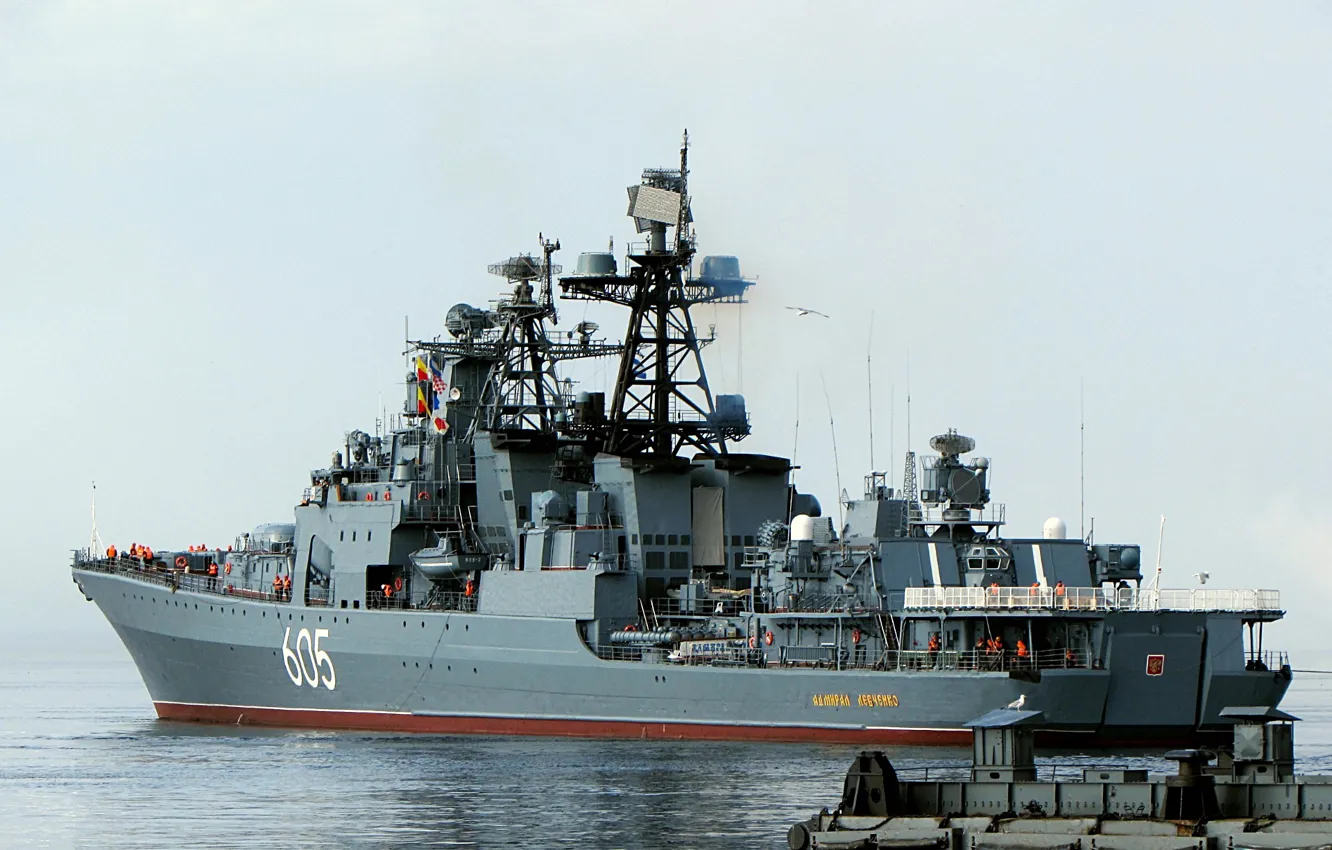 Photo wallpaper pier, anti-submarine ship, project 1155, Admiral Levchenko