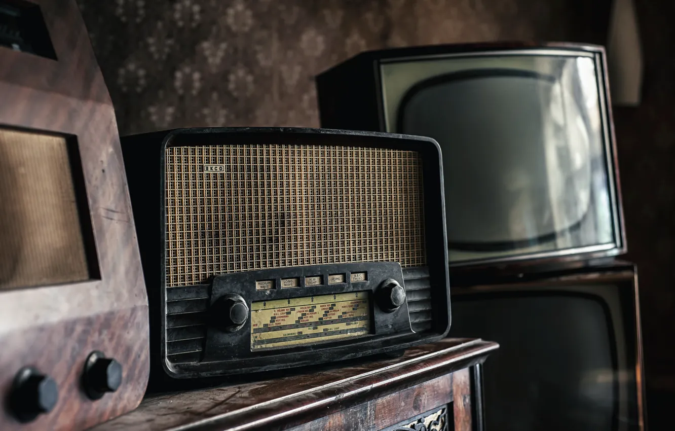 Photo wallpaper radio, TV, receiver