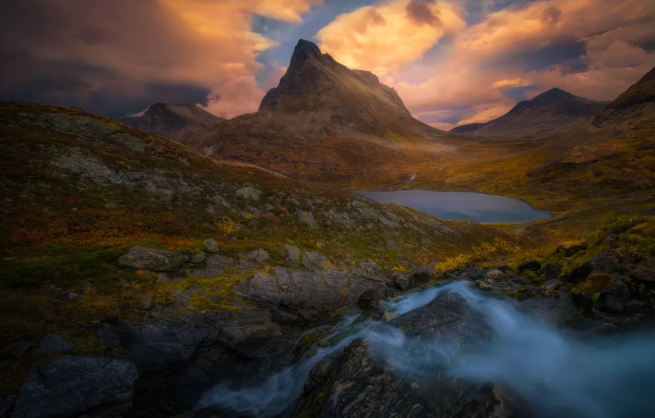 Photo wallpaper mountains, stream, Norway, Norway, Romsdalen