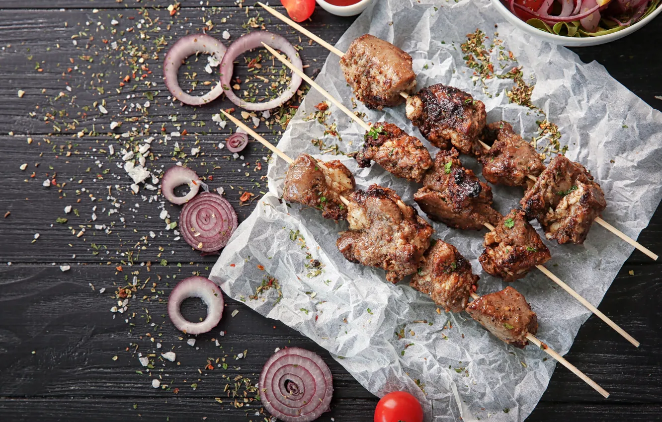 Photo wallpaper bow, meat, kebab