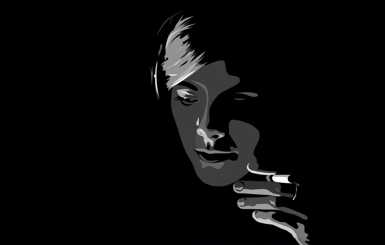 Photo wallpaper girl, smoky, black.smoke