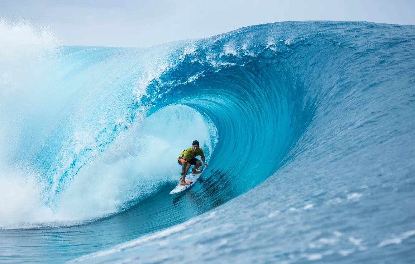 Photo wallpaper wave, pipe, surfer, surfing, extreme sports, Gabriel Medina, world champion 2014