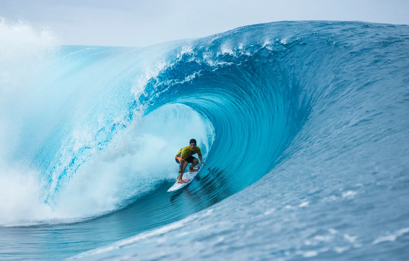 Photo wallpaper pipe, wave, surfer, surfing, extreme sports, Gabriel Medina, world champion 2014