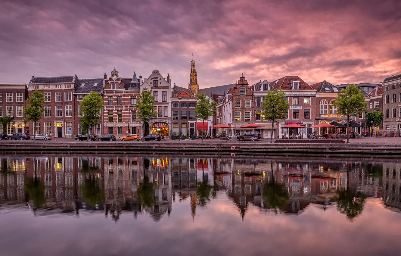 Photo wallpaper sunset, the evening, Netherlands, Haarlem