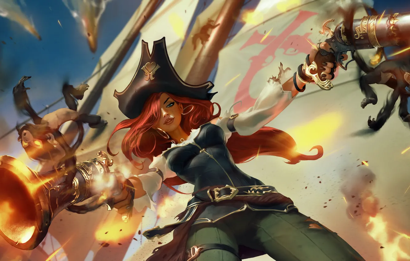 Photo wallpaper girl, gun, pirate, Miss Fortune, Legends of Runeterra