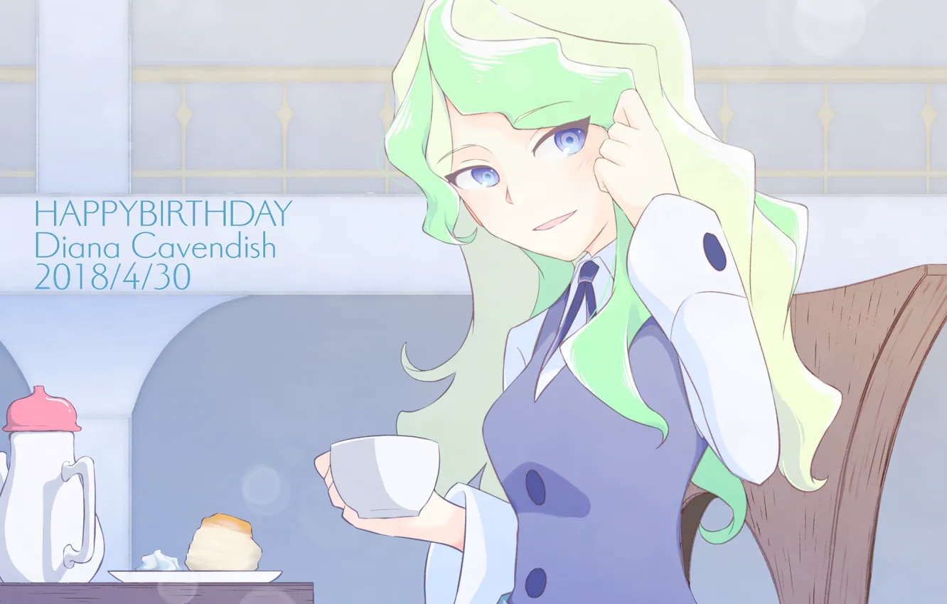 Photo wallpaper girl, Cup, Academy for witches, Little Witch Academia