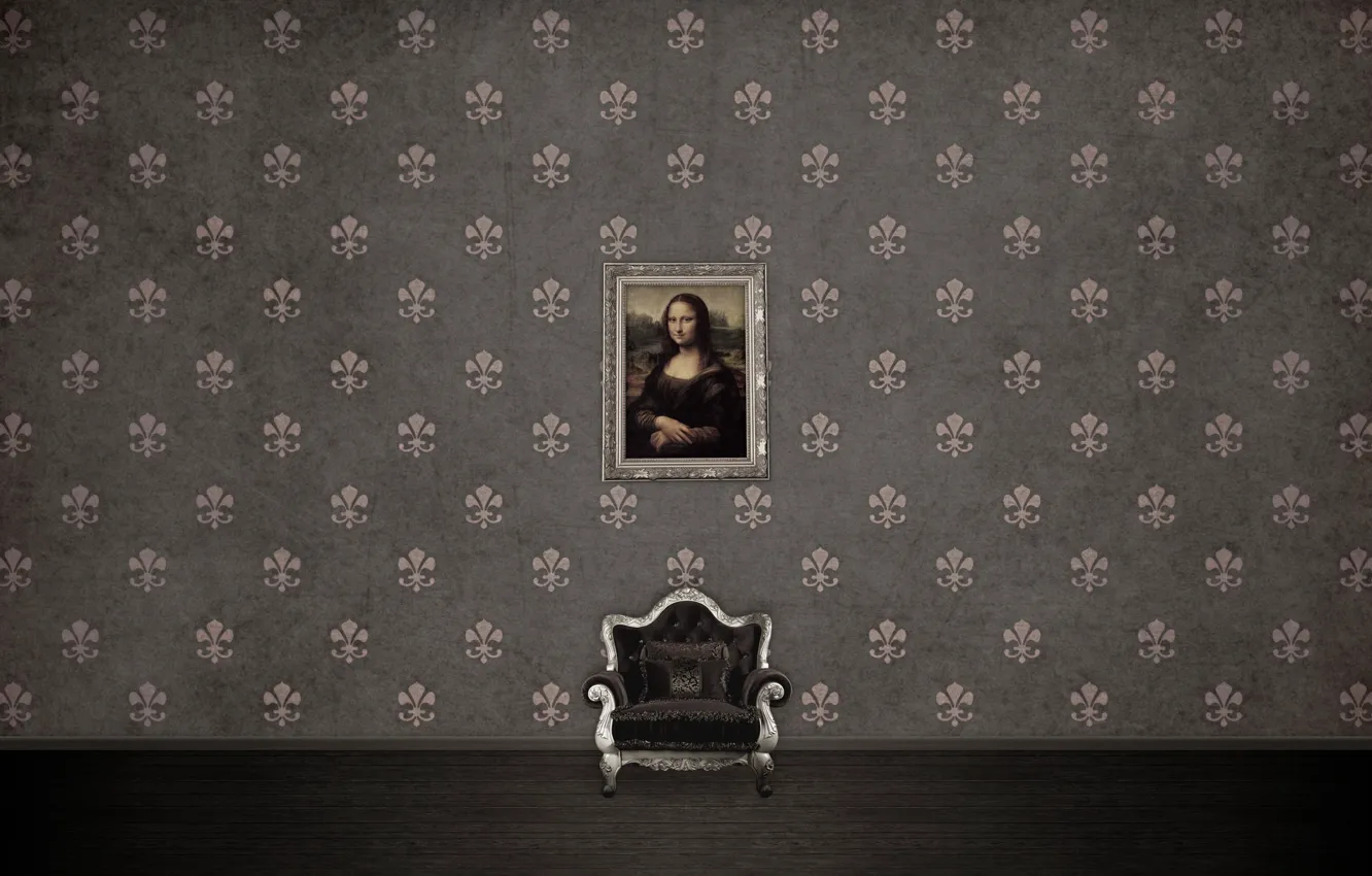 Photo wallpaper patterns, picture, texture, chair, mona lisa, texture, patterns, 2560x1600
