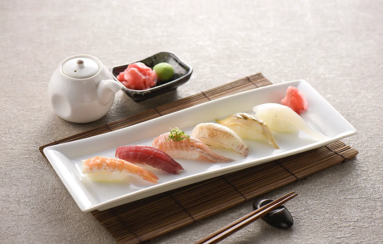 Photo wallpaper fish, figure, cuts, sashimi