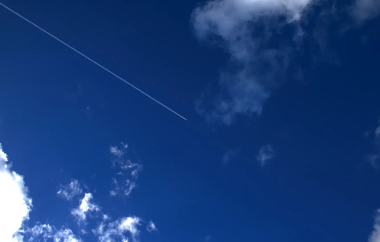 Photo wallpaper the sky, clouds, traces, 154, the plane