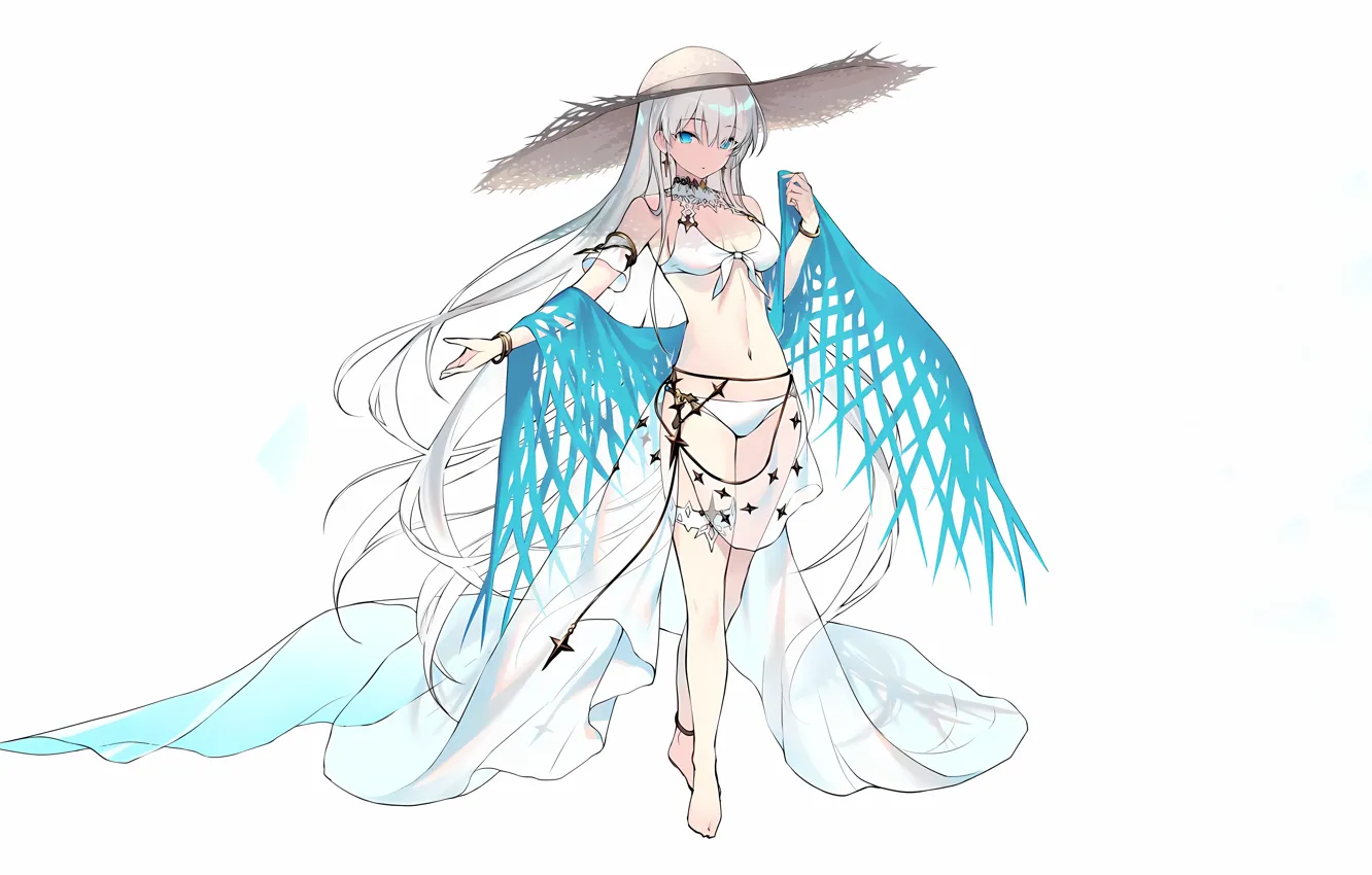 Photo wallpaper girl, sexy, Anastasia, cleavage, long hair, legs, hat, boobs