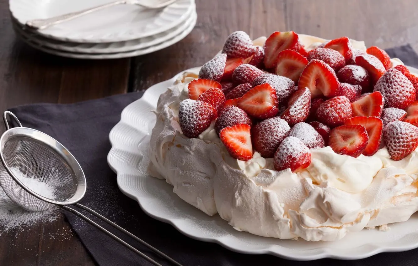 Photo wallpaper berries, food, strawberry, cake, cake, cake, dessert, food