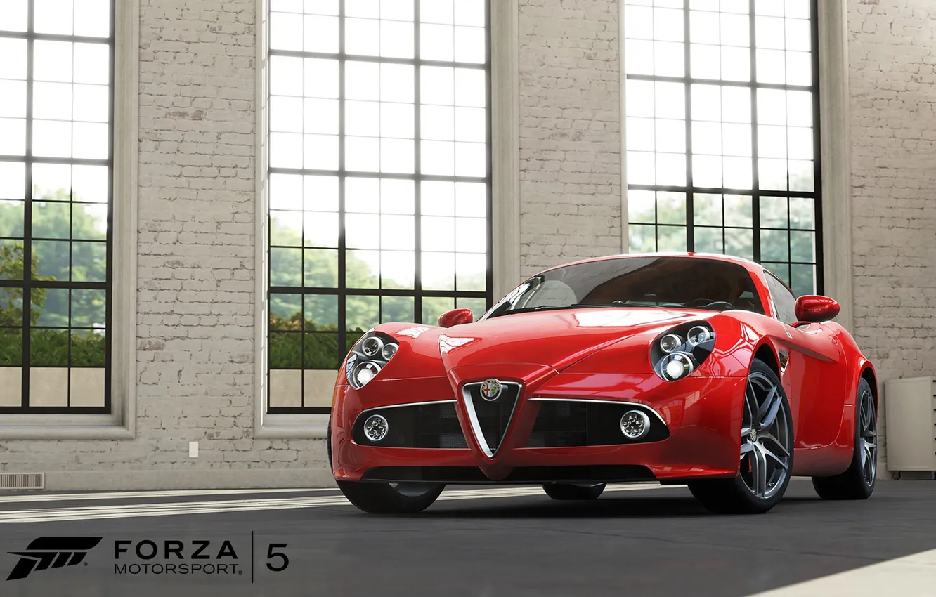 Photo wallpaper Windows, hangar, red, the room, Forza Motorsport 5? machine