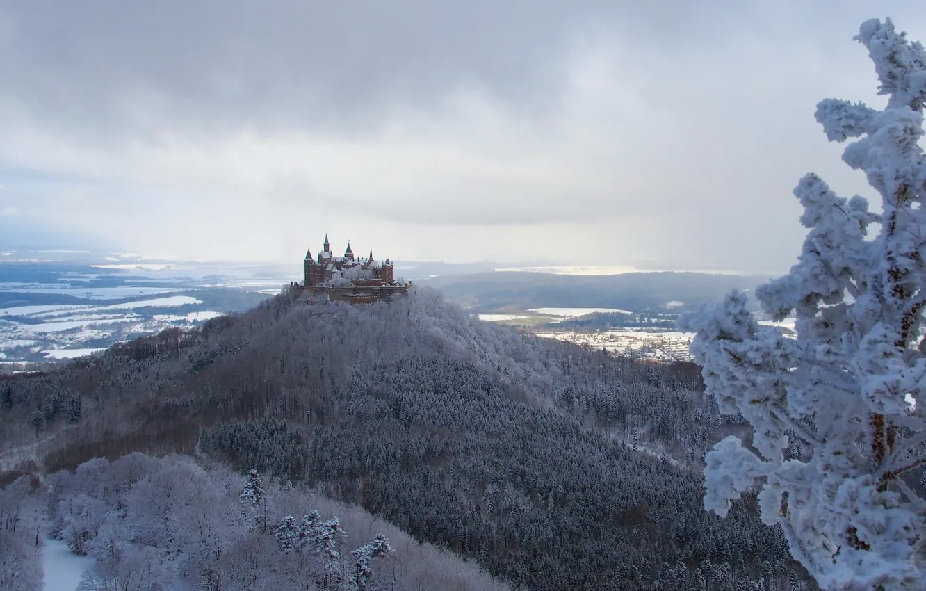 Photo wallpaper winter, nature, castle