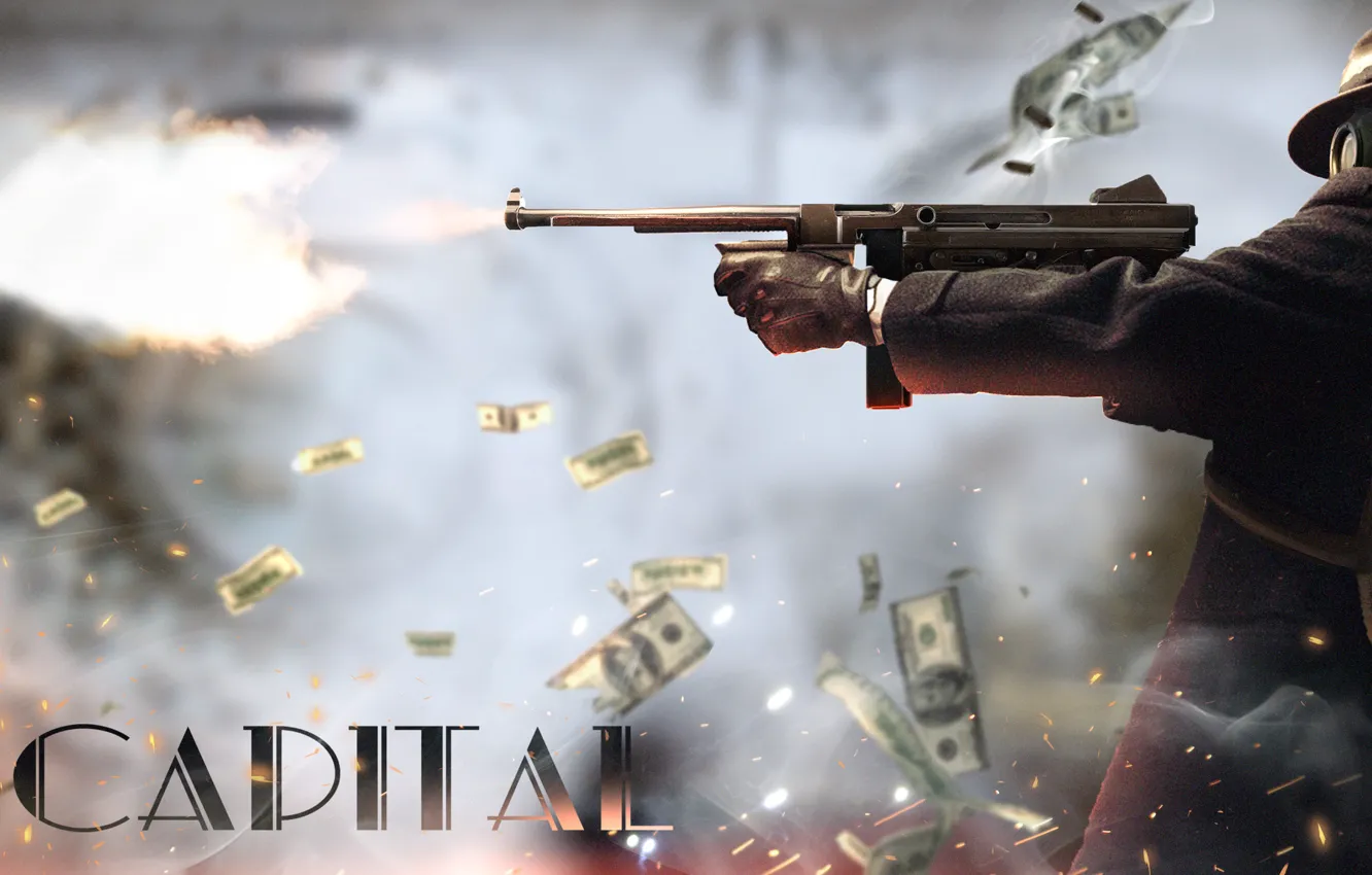 Photo wallpaper money, hat, mask, the robbers, capital, Thompson