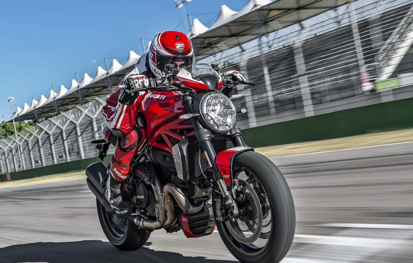 Photo wallpaper red, Ducati, Monster, moto, road, bike, Legend, speed